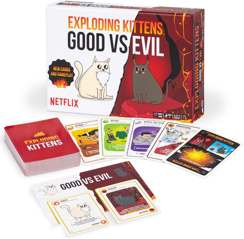Exploding Kittens Good vs. Evil 2-5 Players - Ages 7+ - Inspired by Netflix Show - Party & Family Card Game for Kids & Adults - Image 1